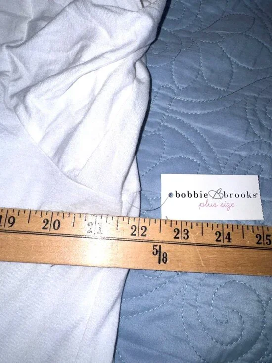 Bobbie Brooks Plus Size White Tunic Top 3/4 Sleeve 1X Cotton Blend Relaxed Fit - Picture 5 of 6